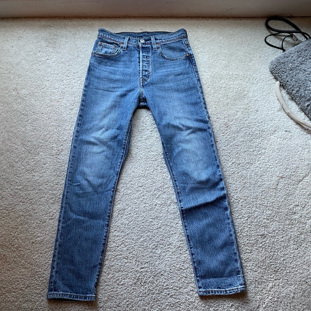 Levi’s 501 High Rise Button Fly Skinny Jeans, Size 25